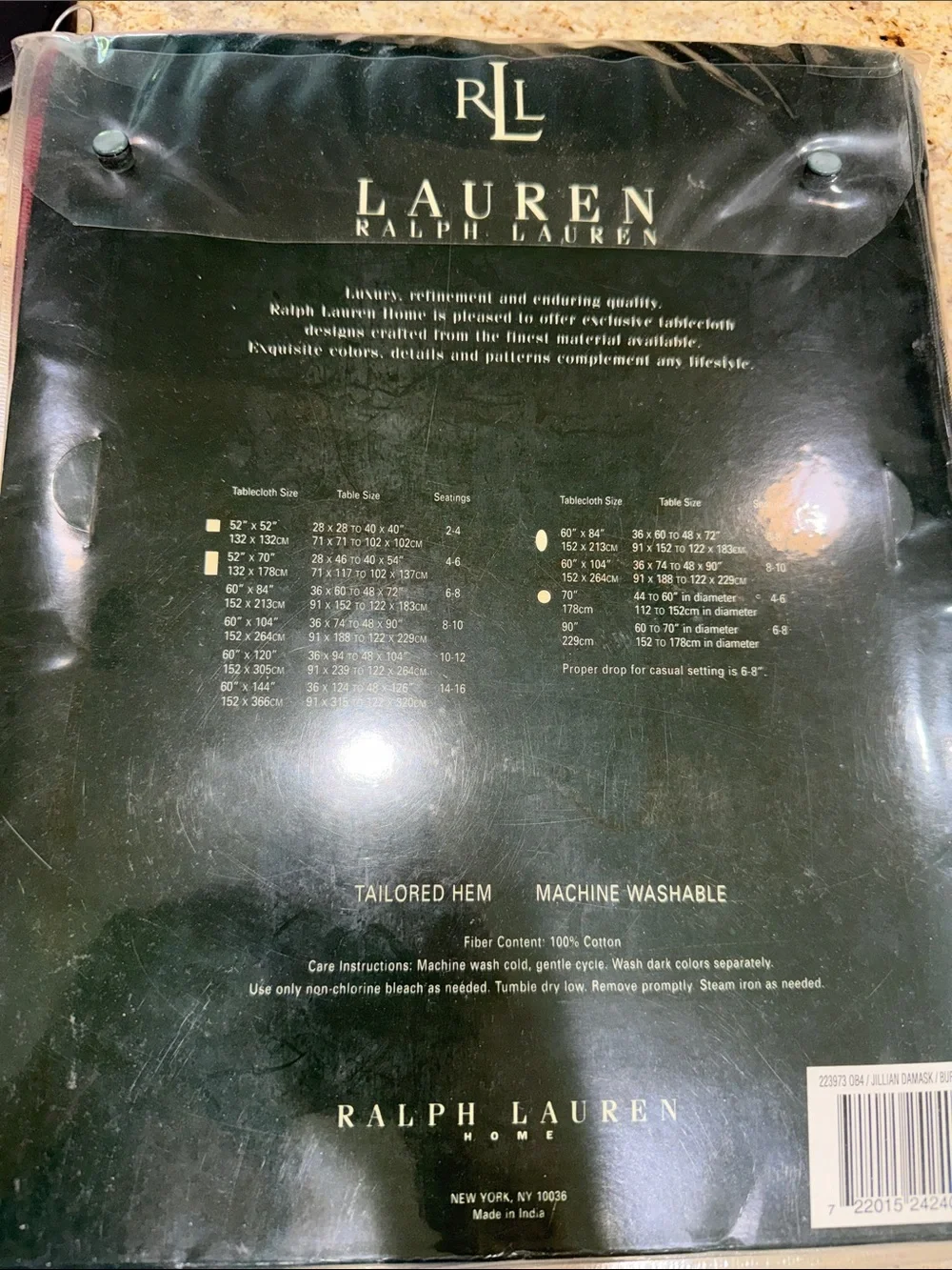 Lauren Ralph Lauren Red Burgundy Jacquard Table Runner 60 x 104